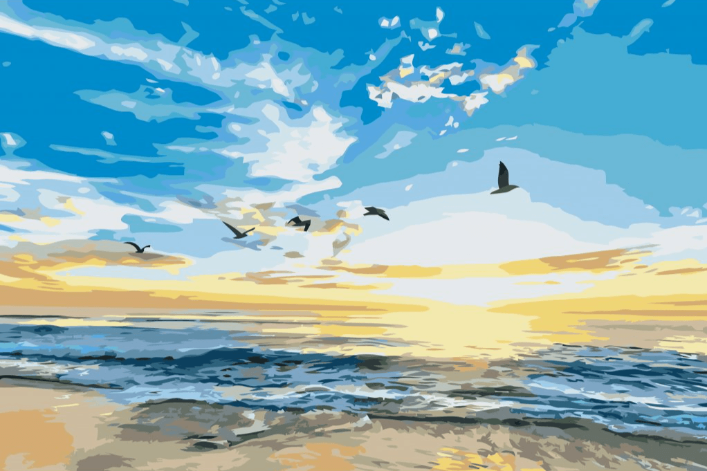 Diamond Painting - Oiseaux volant au-dessus de la mer - SEOS Shop ®