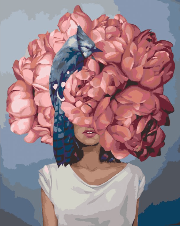 Diamond Painting - Femme cachée dans des pivoines - SEOS Shop ®