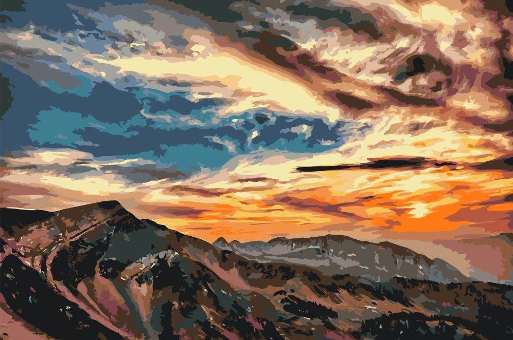 Diamond Painting - Coucher de soleil au-dessus des montagnes - SEOS Shop ®