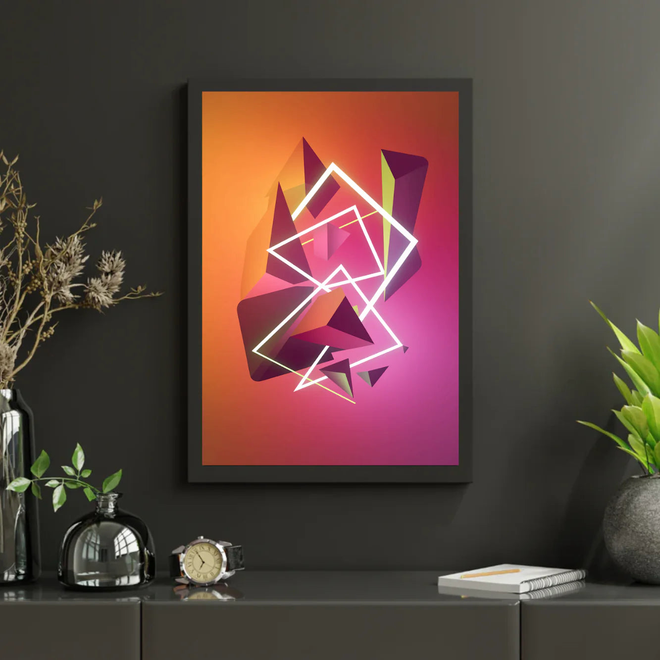 Diamond Painting - Formes géométriques abstraites en couleurs néon