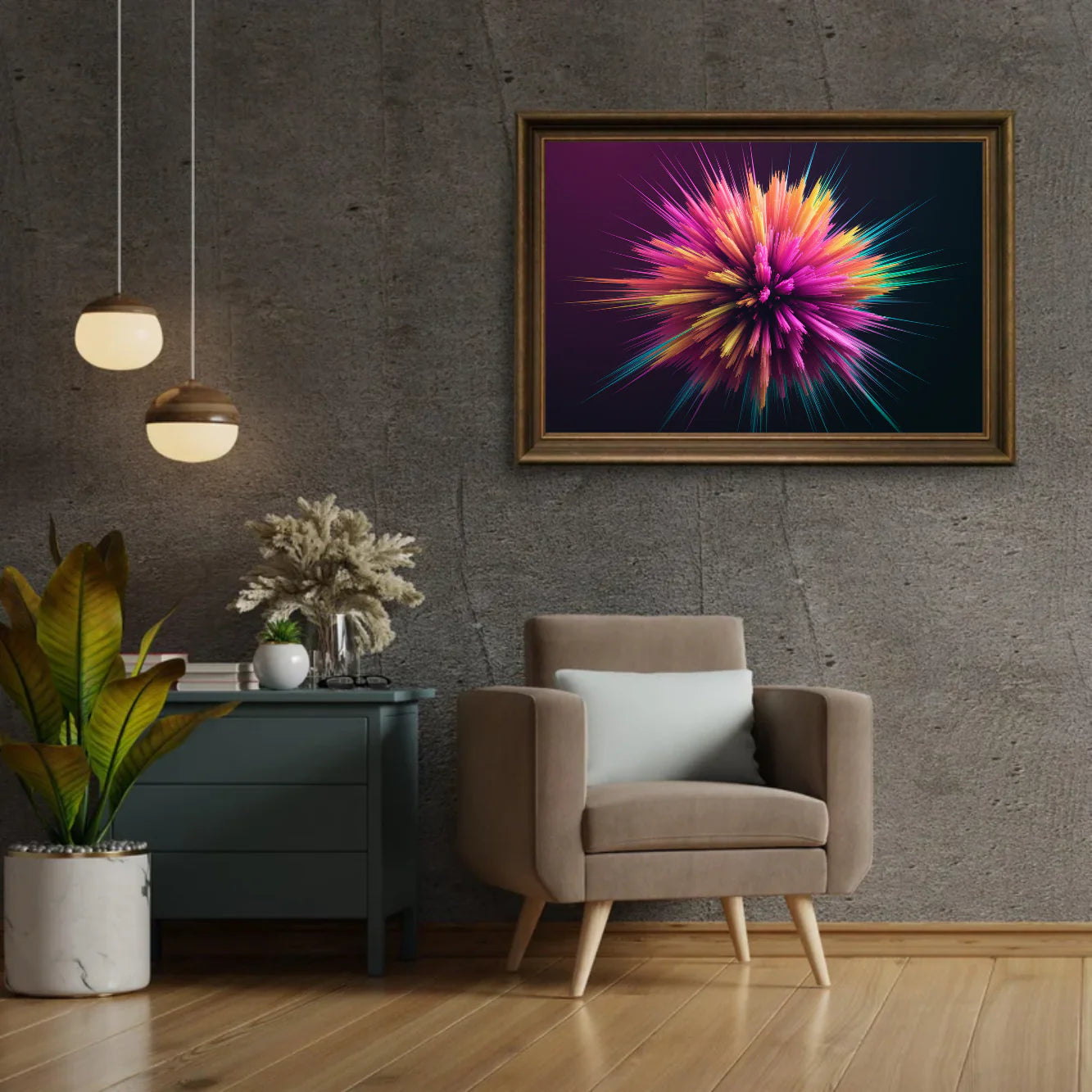 Diamond Painting - Explosion cosmique abstraite avec des couleurs vives