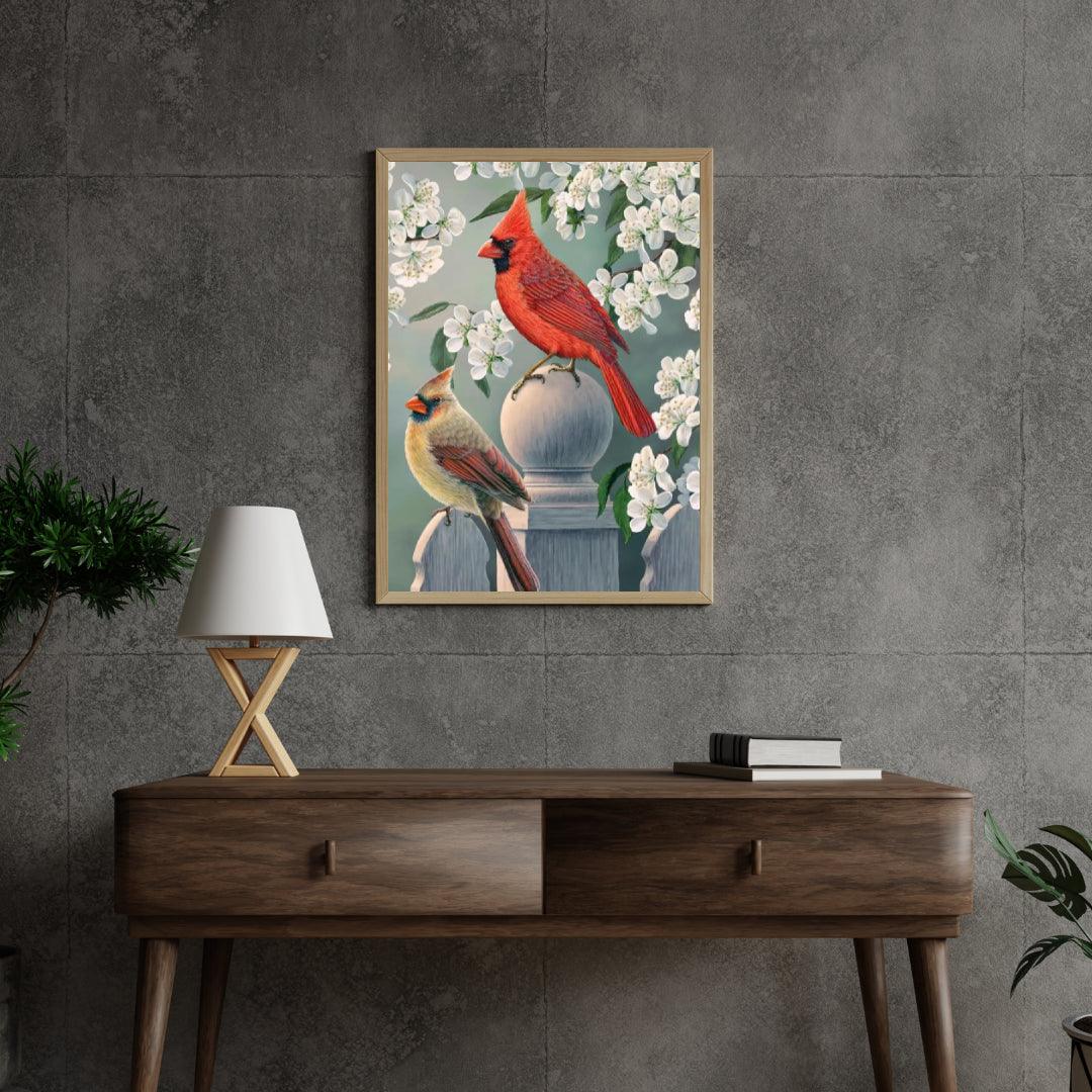 Diamond Painting - Cardinal jardin arrière paire