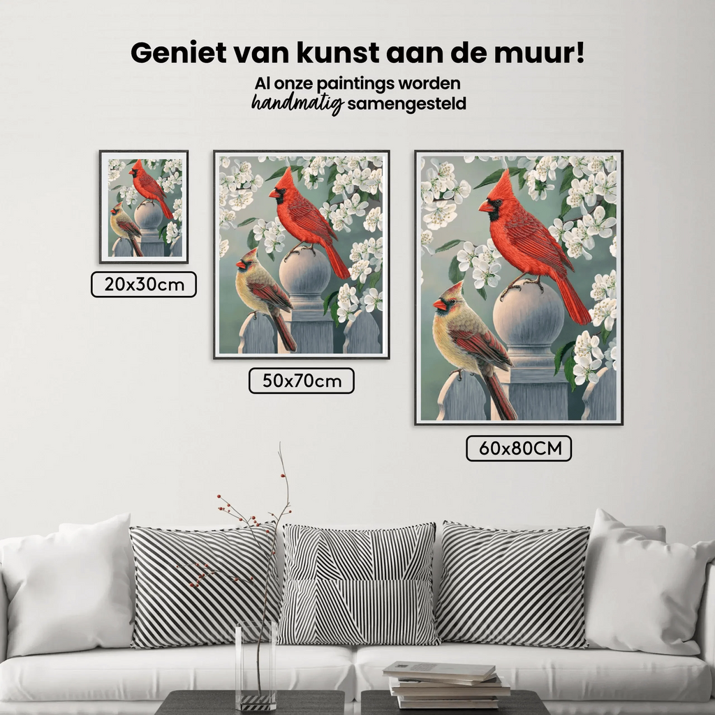 Diamond Painting - Cardinal jardin arrière paire