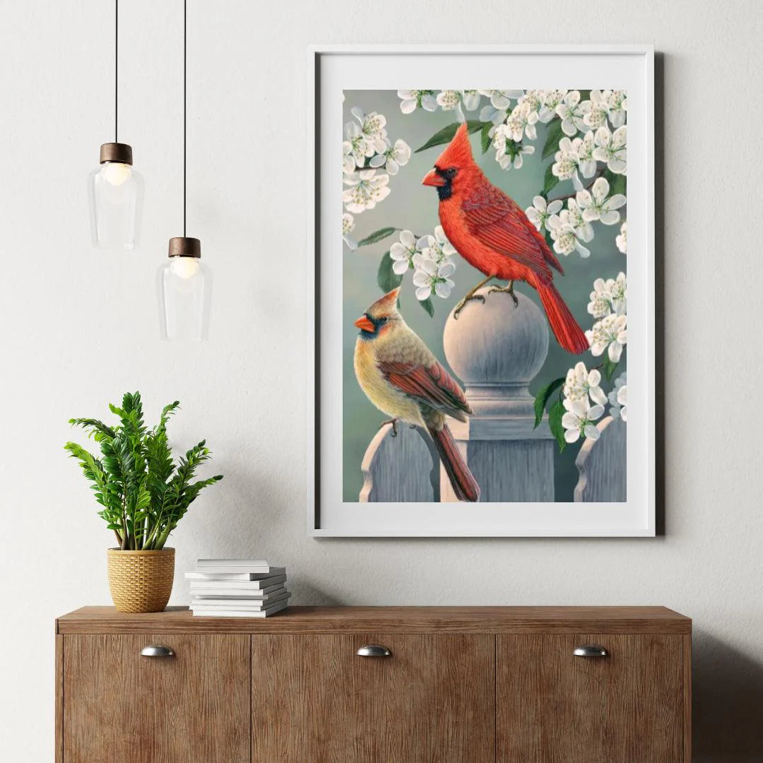 Diamond Painting - Cardinal jardin arrière paire