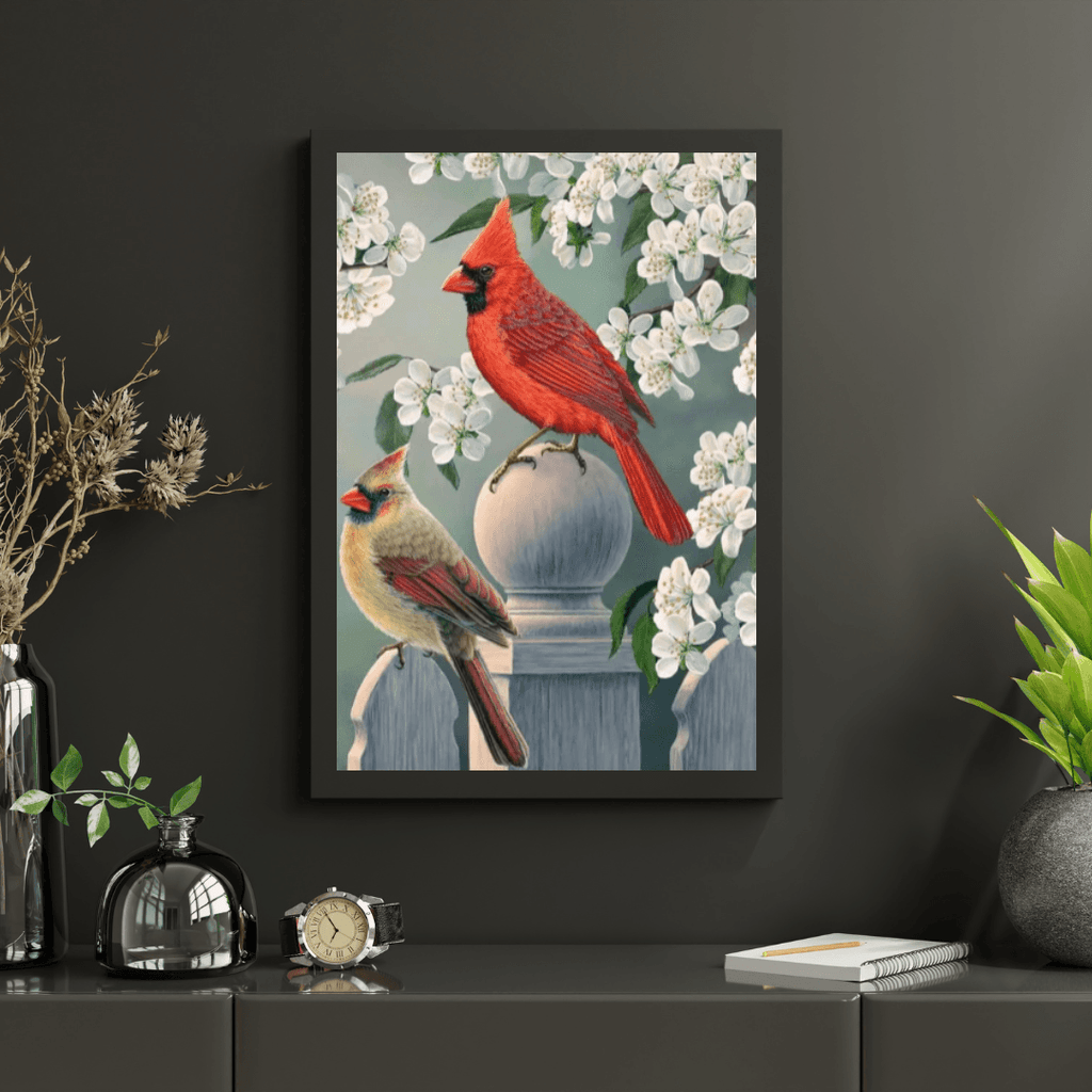 Diamond Painting - Cardinal jardin arrière paire