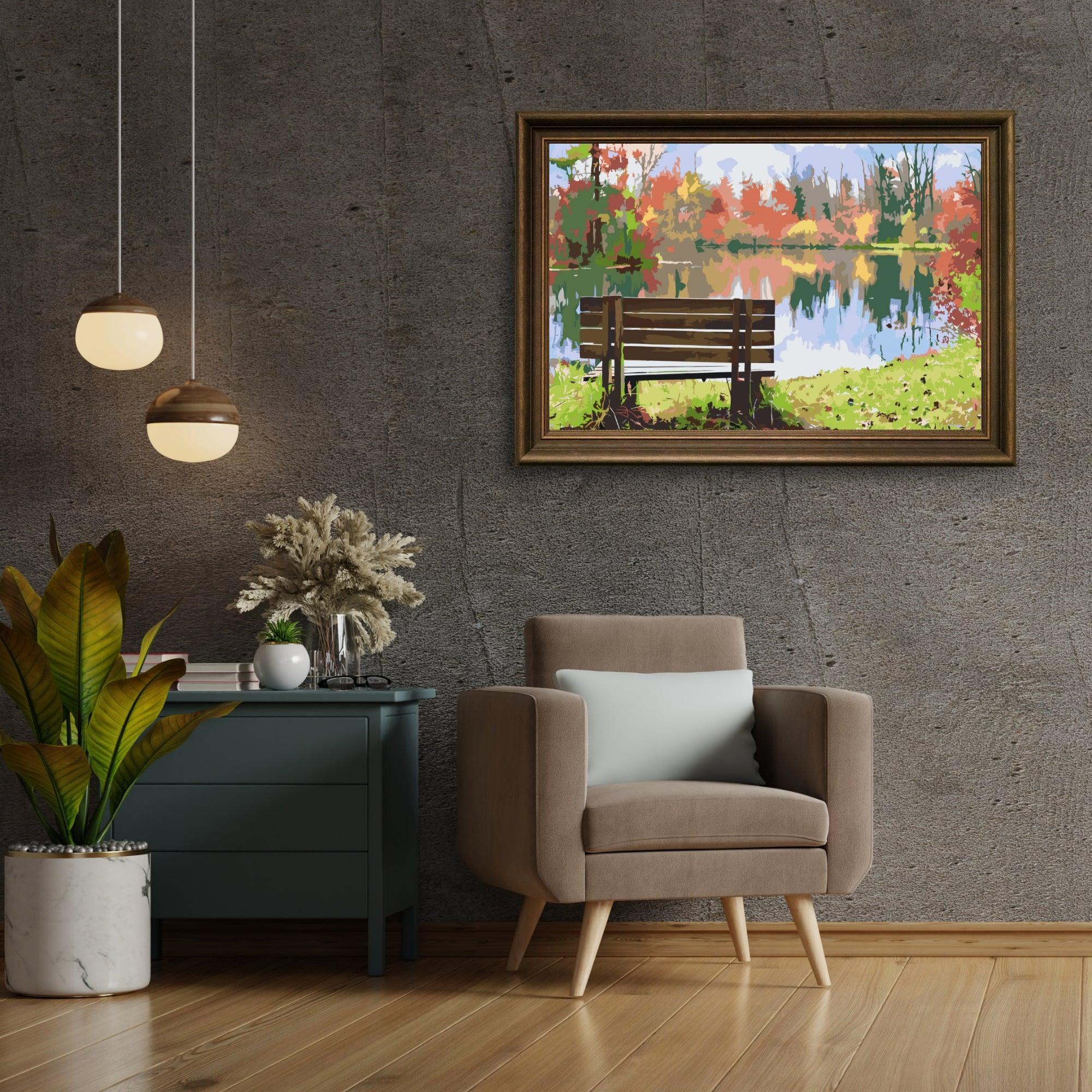 Diamond Painting - Banc près de l'étang - SEOS Shop ®