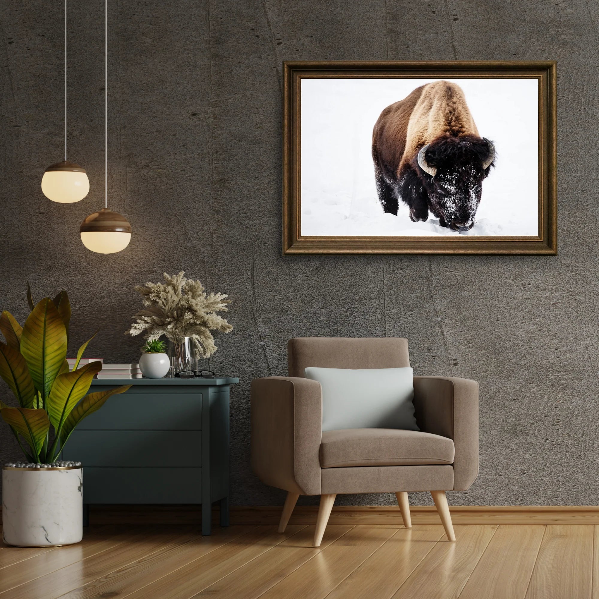 Diamond Painting - Bison dans la neige