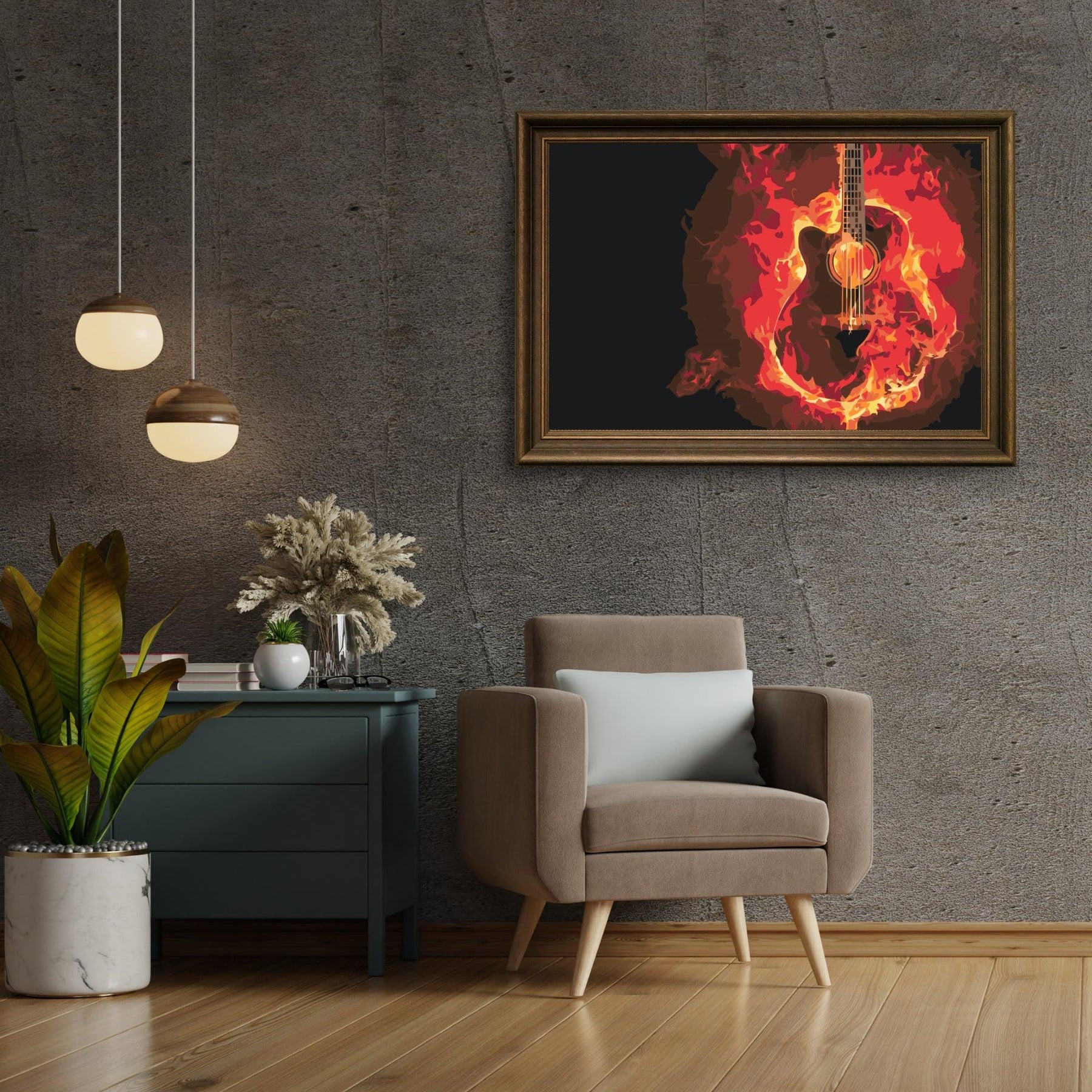 Diamond Painting - Guitare en feu - SEOS Shop ®