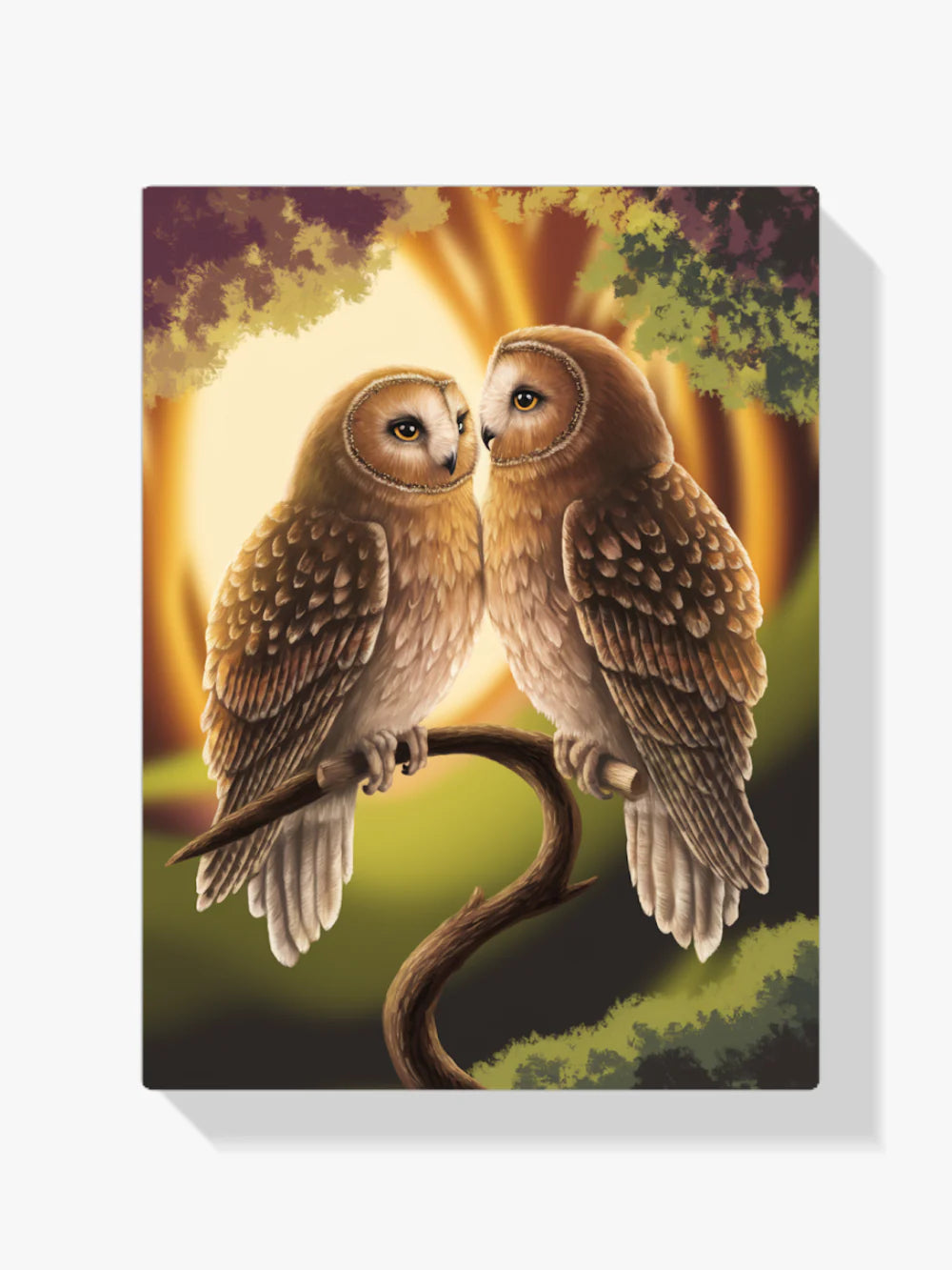 Diamond Painting - Charmant couple de hiboux sur une branche