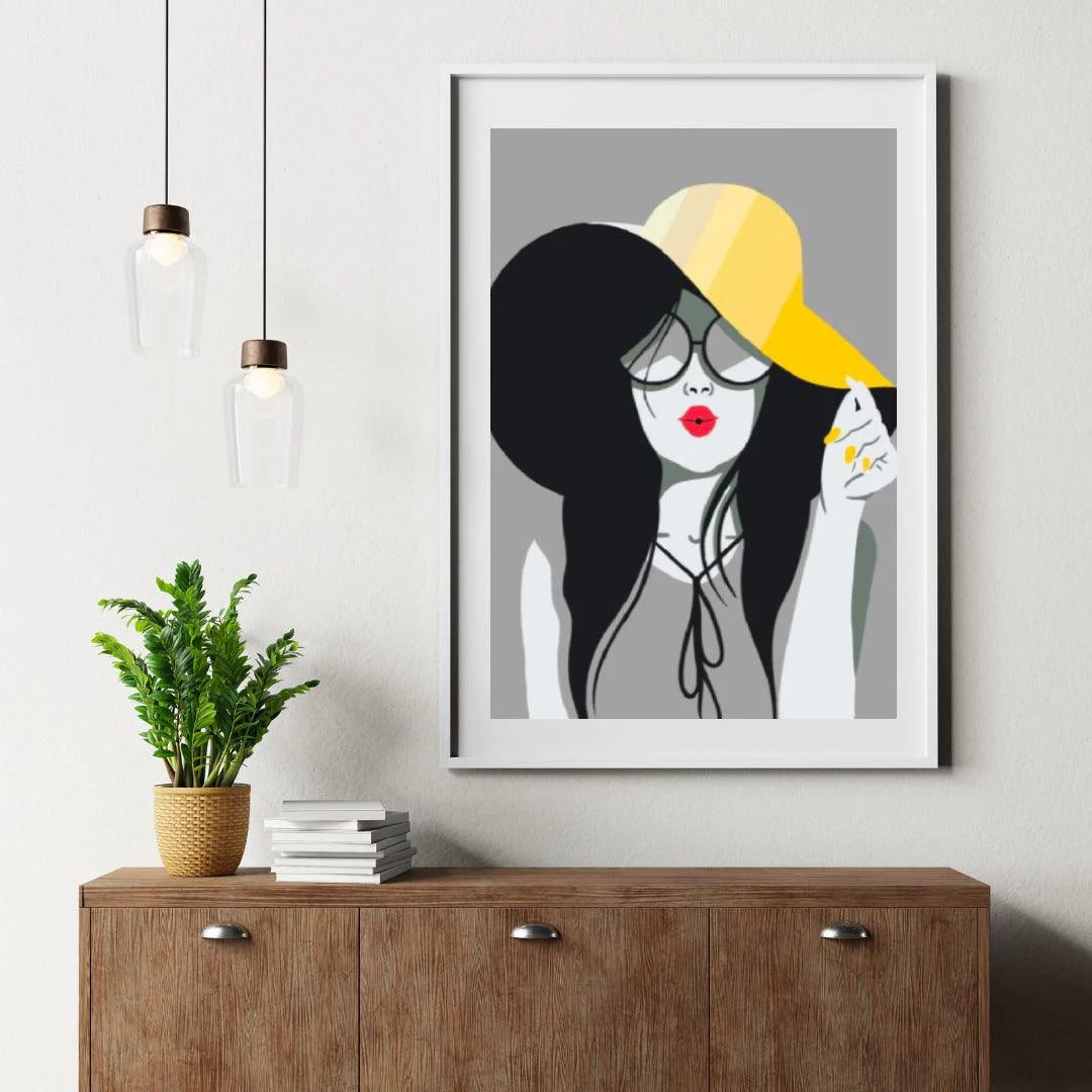 Diamond Painting - La dame au chapeau jaune - SEOS Shop ®