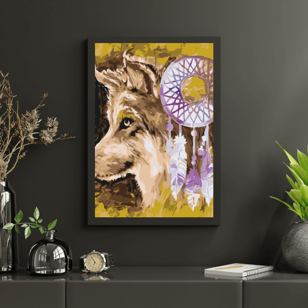 Diamond Painting - Le loup et le attrape-rêves - SEOS®
