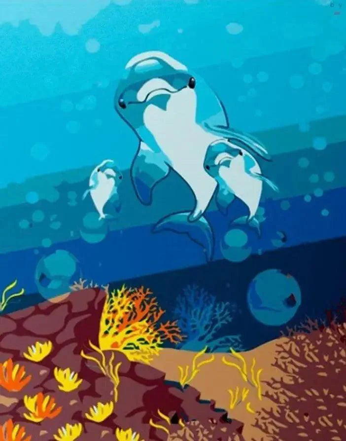 Diamond Painting - Famille de dauphins