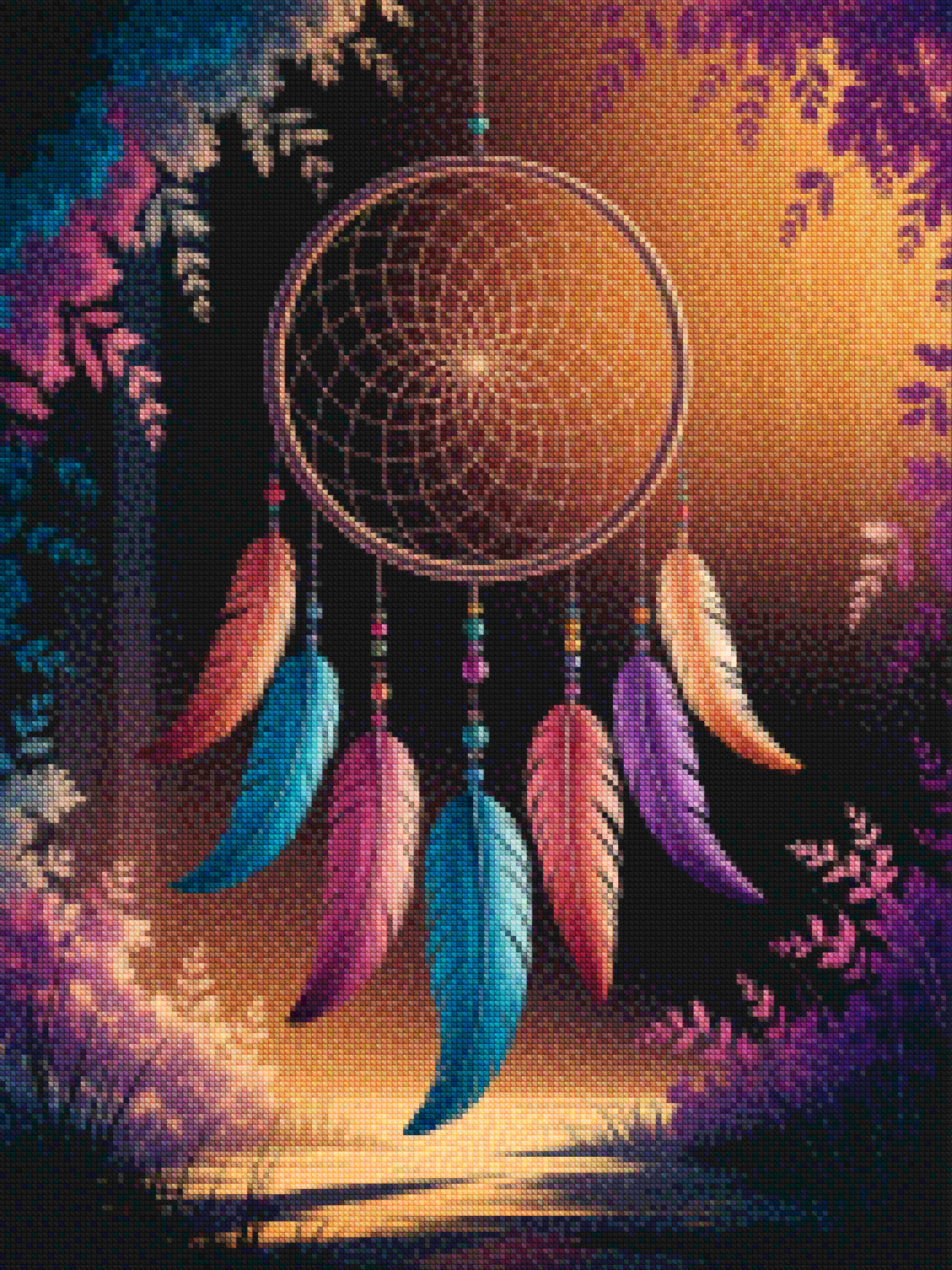 Diamond Painting - Attrape-rêves avec plumes et perles