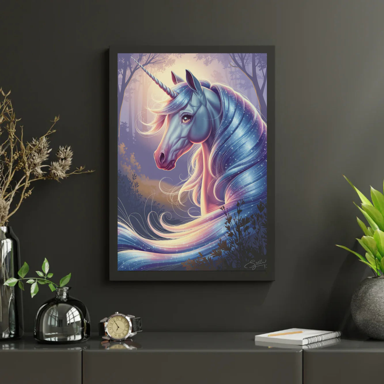 Diamond Painting - Tête de licorne rêveuse avec des crins fluides
