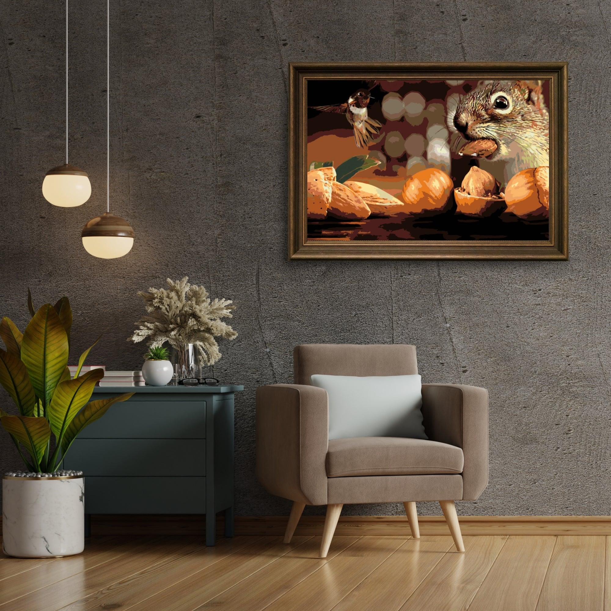 Diamond Painting - Écureuil et oiseau - SEOS®