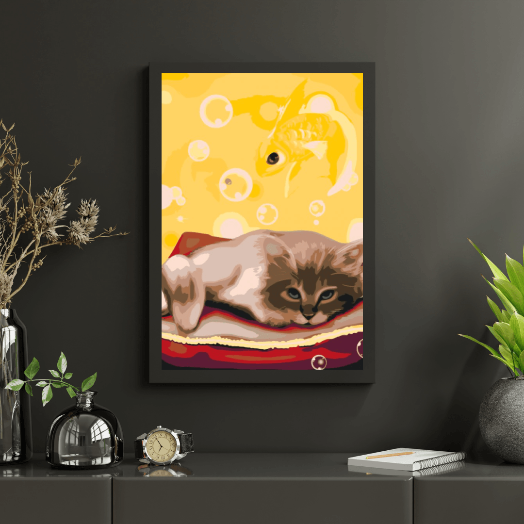 Diamond Painting - Un chat qui rêve d'un poisson - SEOS®
