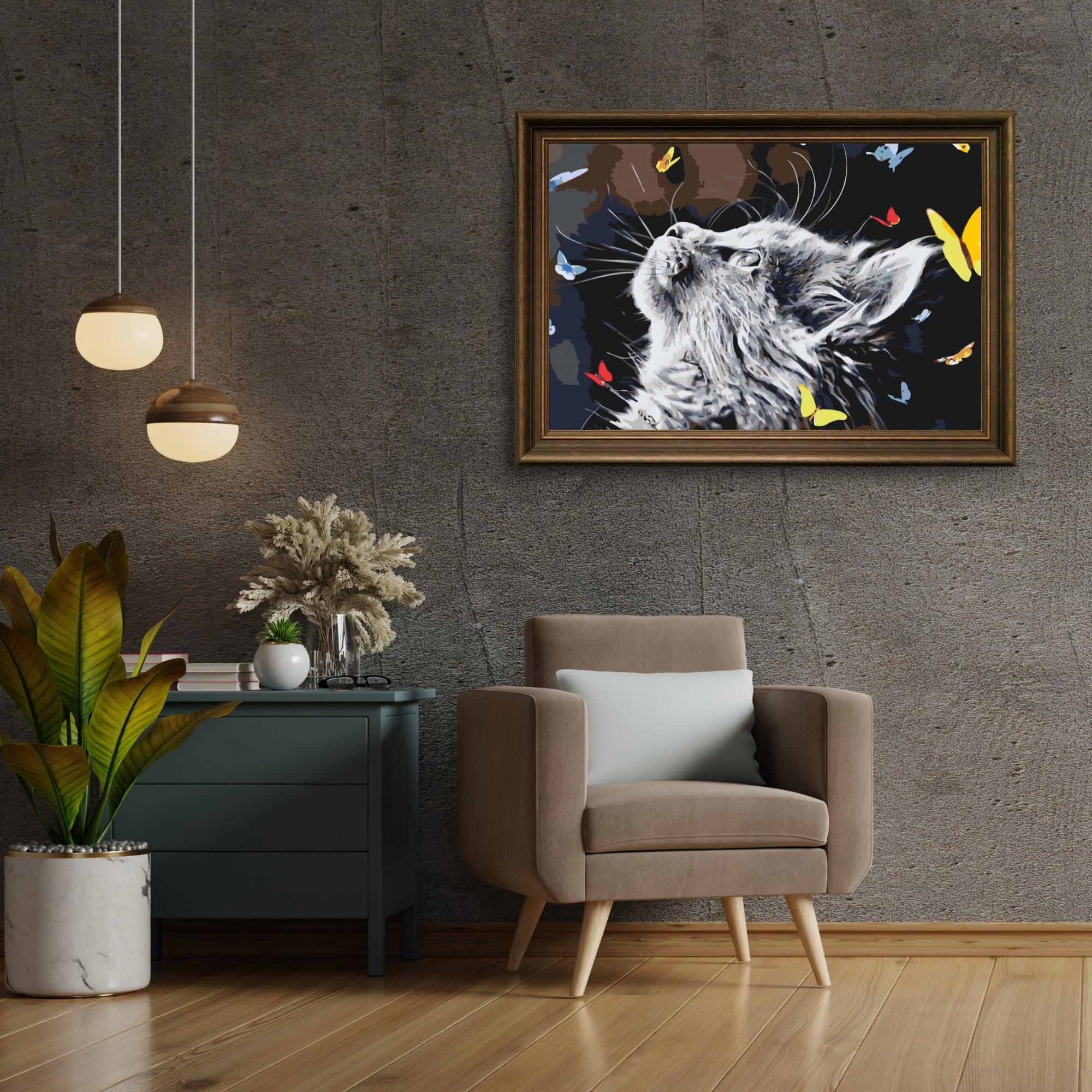 Diamond Painting - Un chat entre les papillons - SEOS®