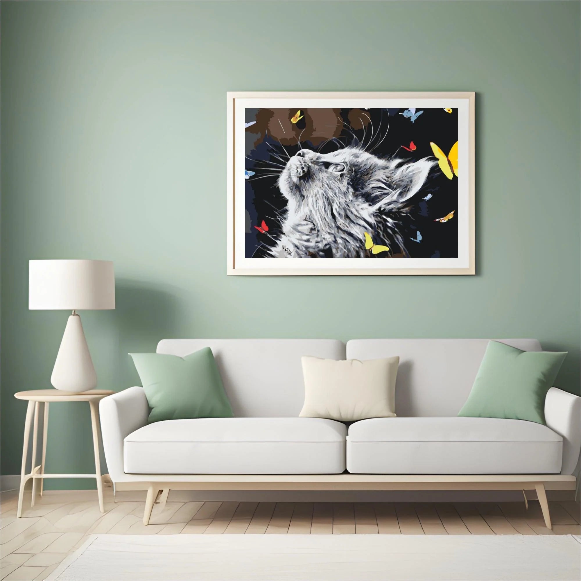 Diamond Painting - Un chat entre les papillons - SEOS®