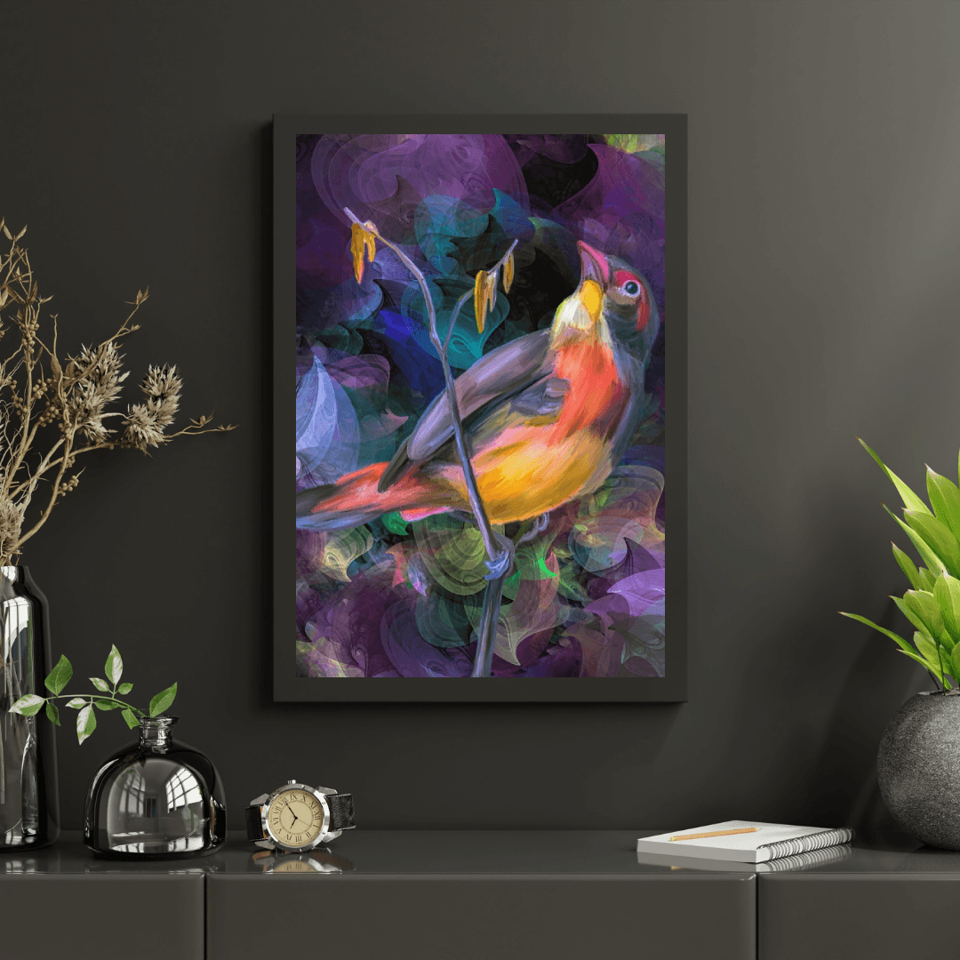 Diamond Painting - Un oiseau dans un environnement coloré - SEOS®