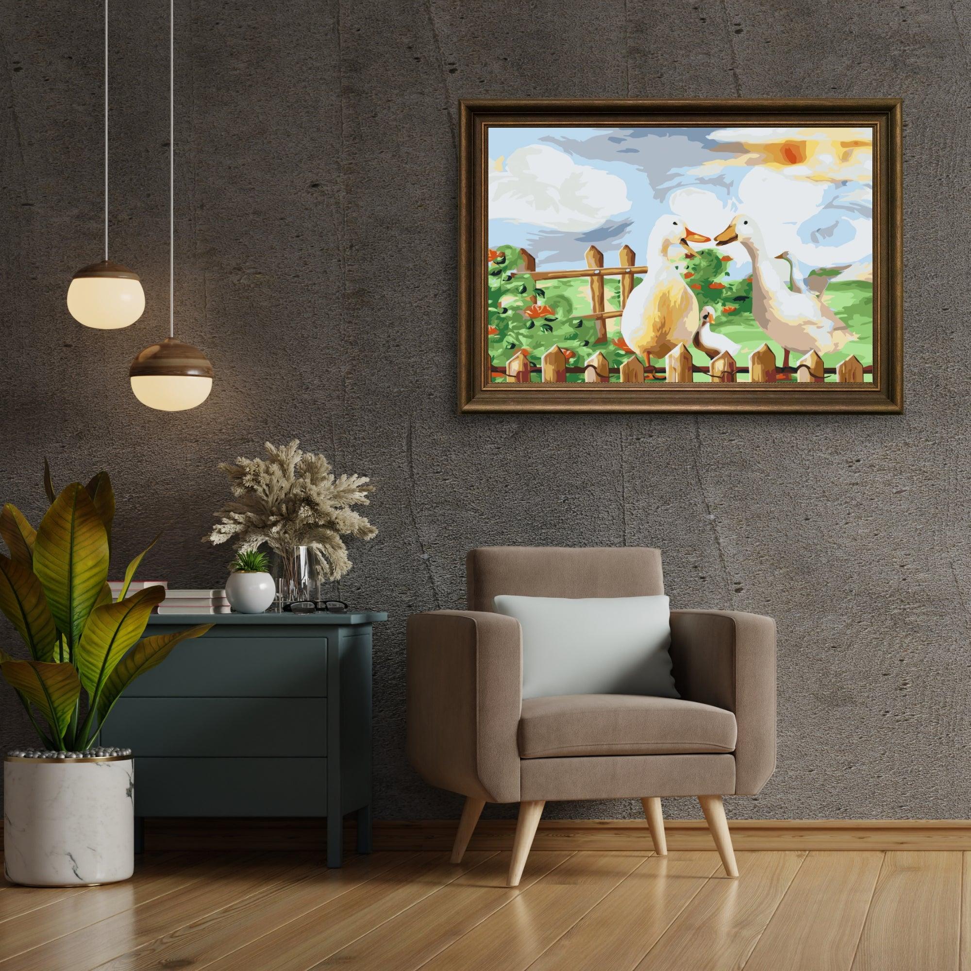 Diamond Painting - Famille de canards dans le jardin - SEOS®