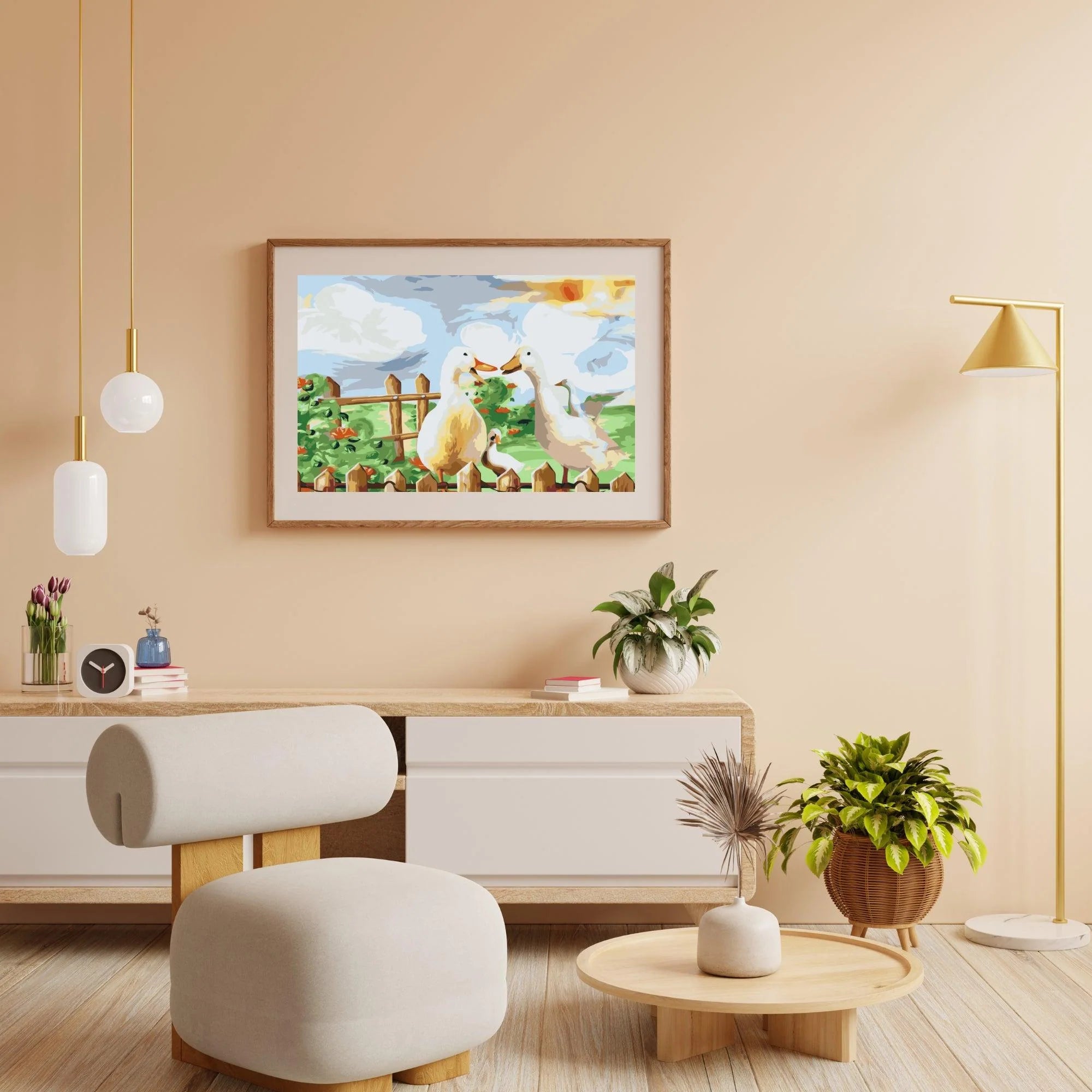 Diamond Painting - Famille de canards dans le jardin - SEOS®