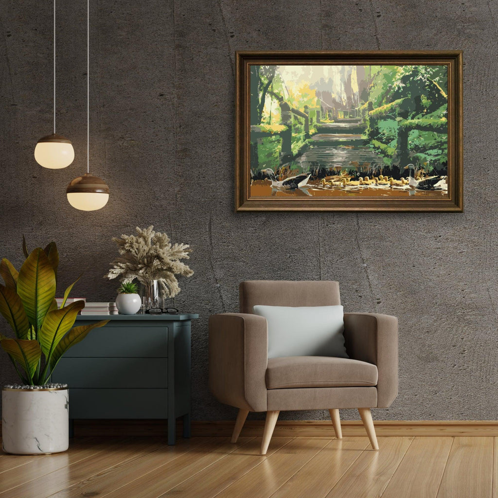 Diamond Painting - Famille de canards dans le parc - SEOS®