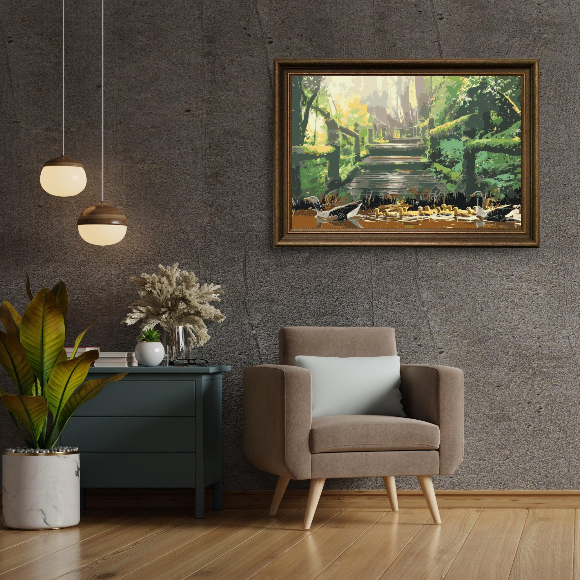 Diamond Painting - Famille de canards dans le parc - SEOS®