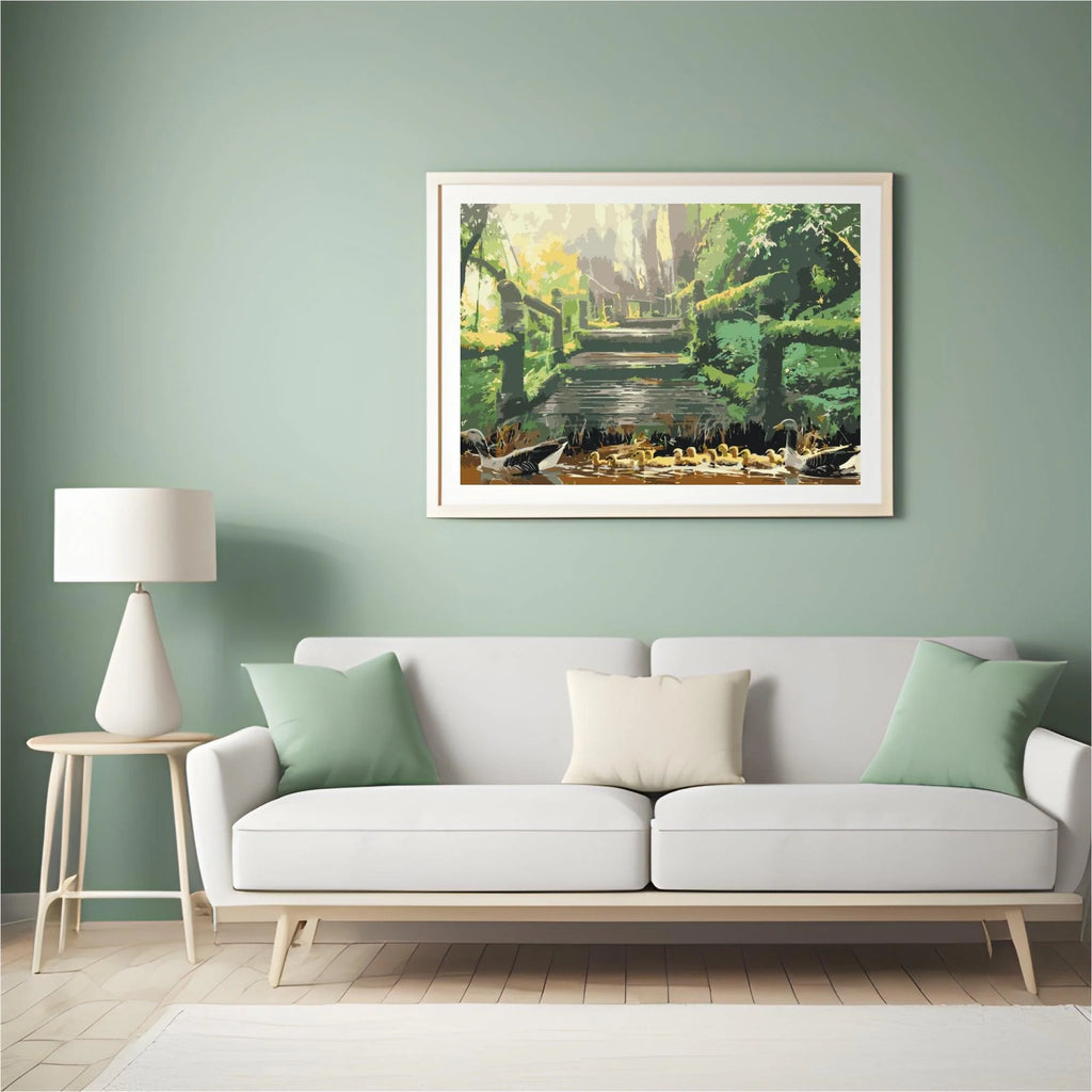 Diamond Painting - Famille de canards dans le parc - SEOS®