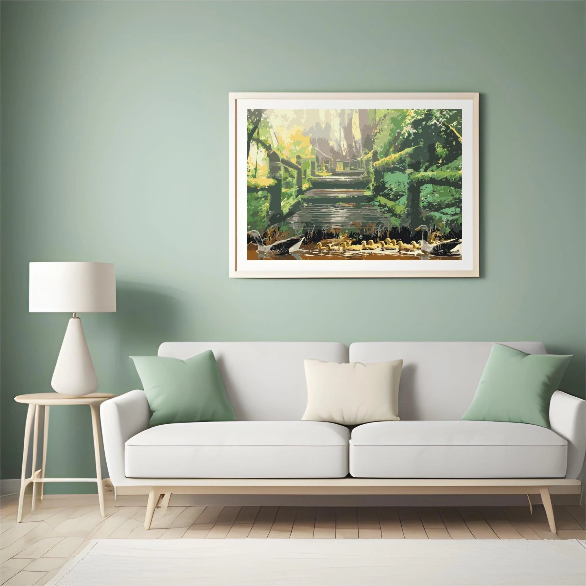 Diamond Painting - Famille de canards dans le parc - SEOS®