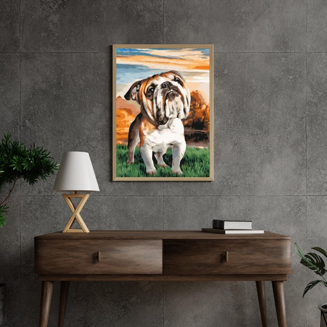 Diamond Painting - Bulldog anglais dans le jardin - SEOS®