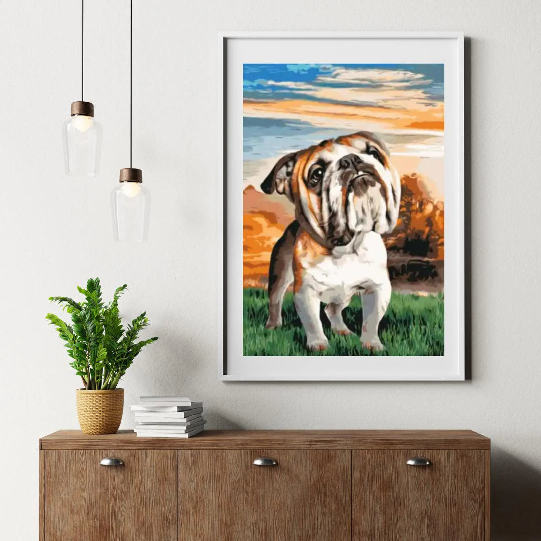 Diamond Painting - Bulldog anglais dans le jardin - SEOS®