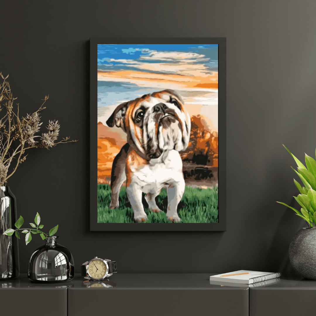 Diamond Painting - Bulldog anglais dans le jardin - SEOS®