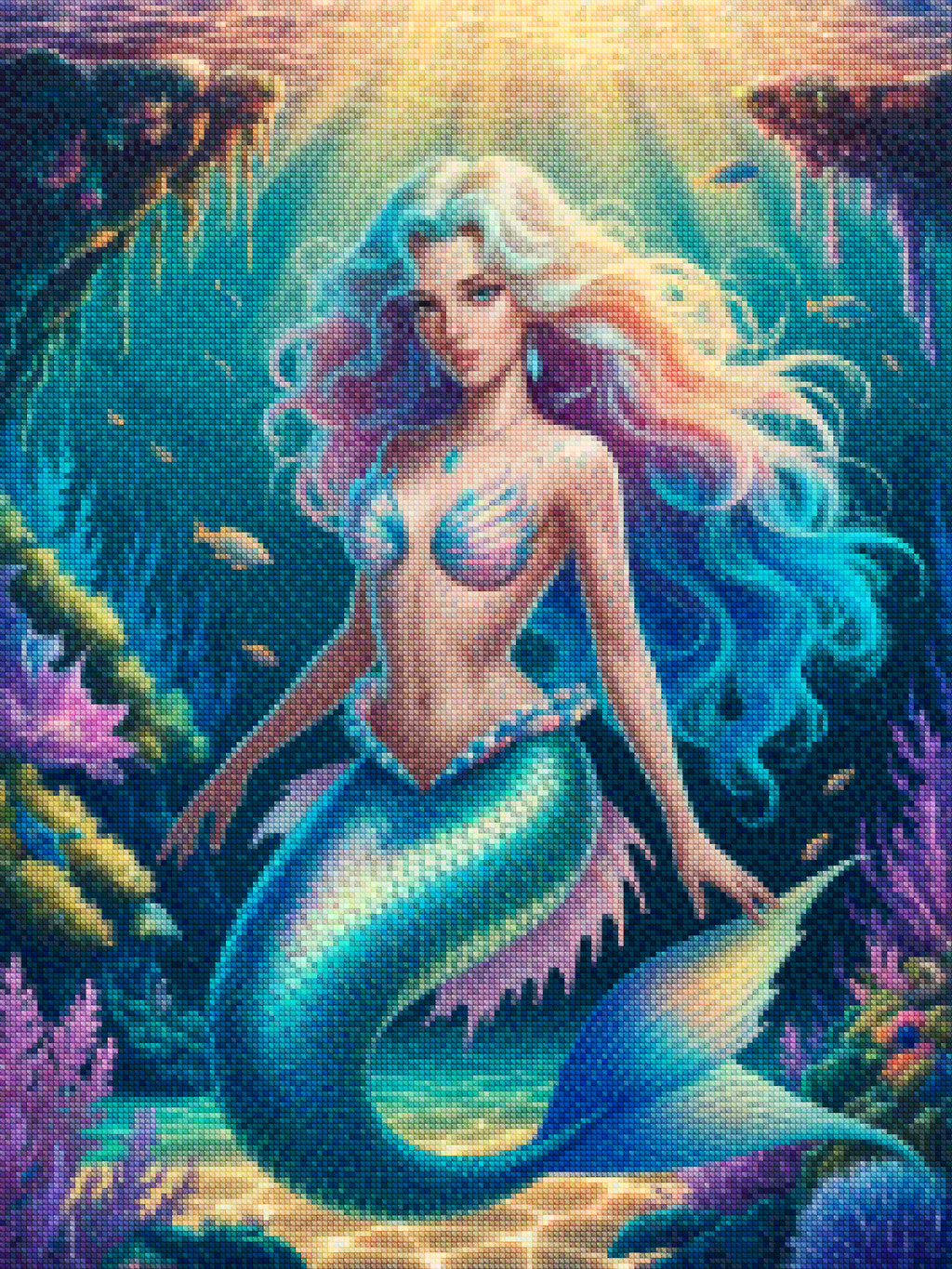 Diamond Painting - Sirène fantastique avec des écailles scintillantes