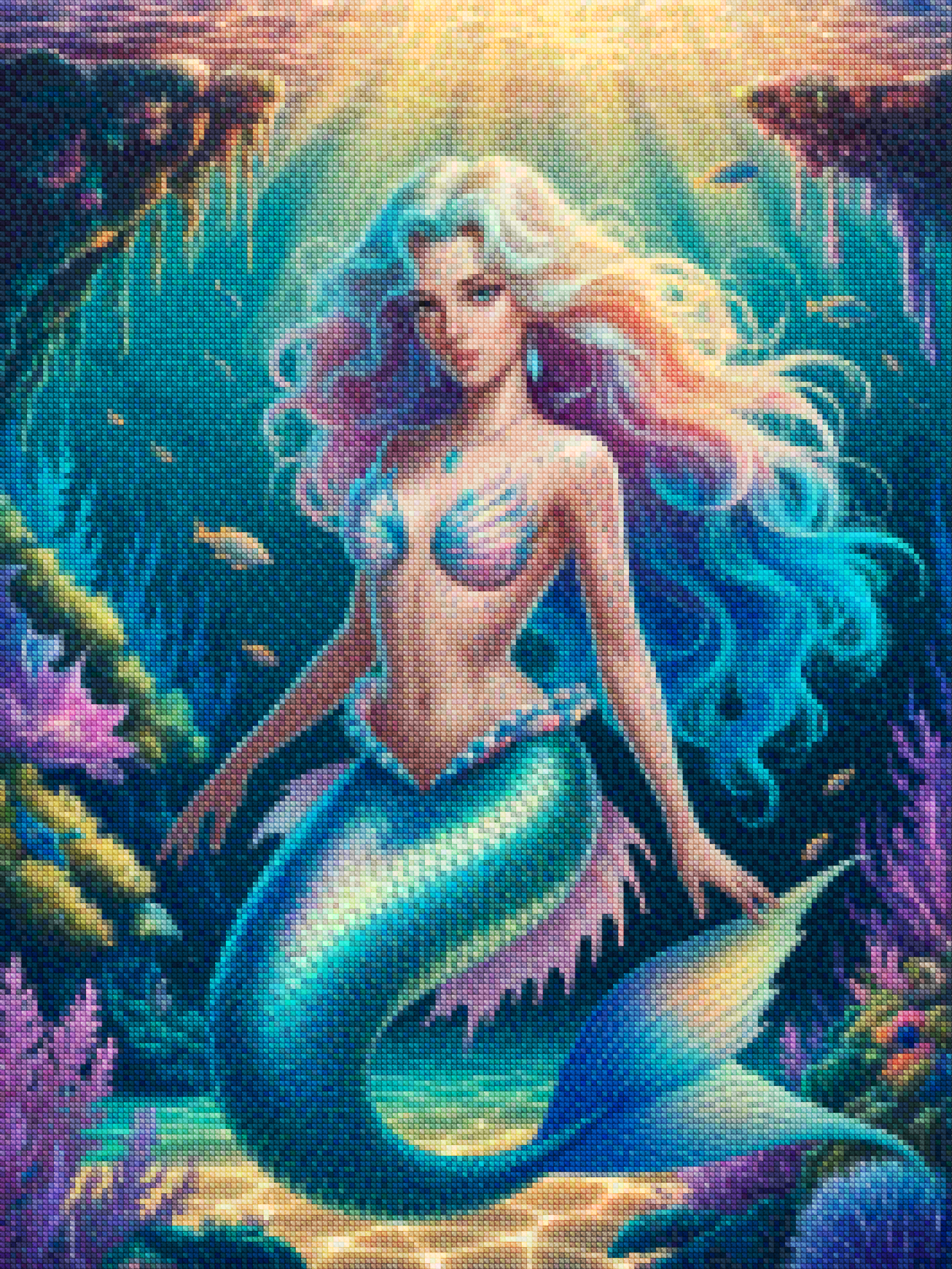 Diamond Painting - Sirène fantastique avec des écailles scintillantes