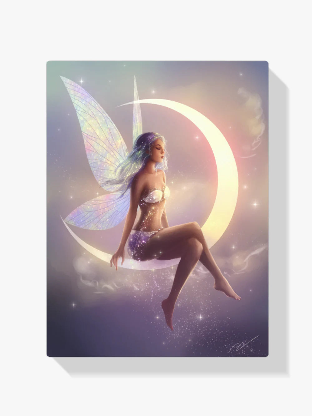 Diamond Painting - Fee assise sur un croissant de lune