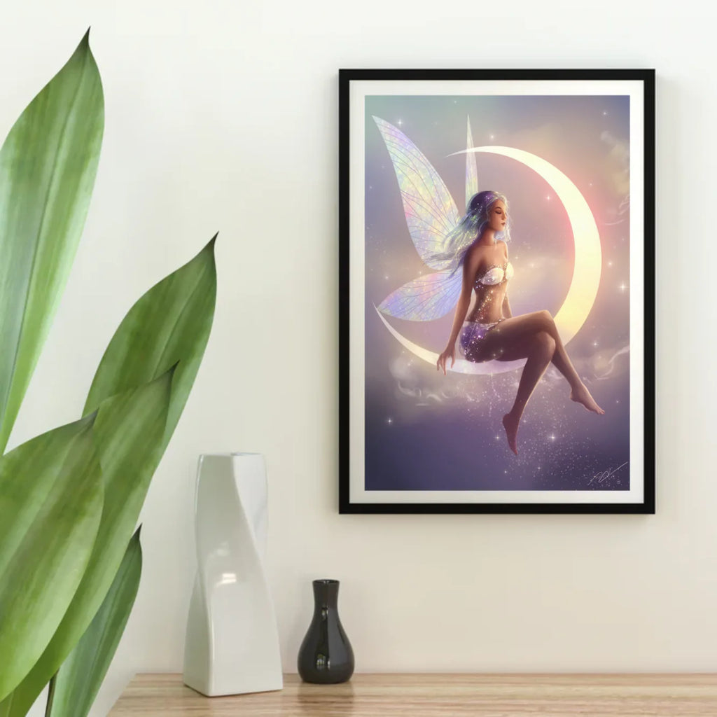 Diamond Painting - Fee assise sur un croissant de lune