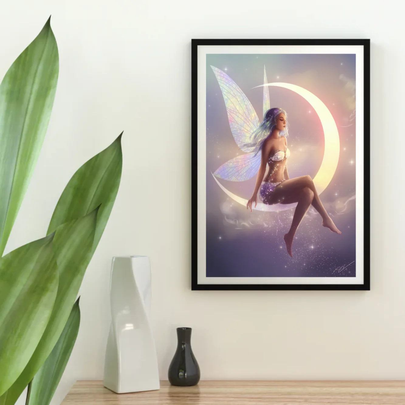 Diamond Painting - Fee assise sur un croissant de lune