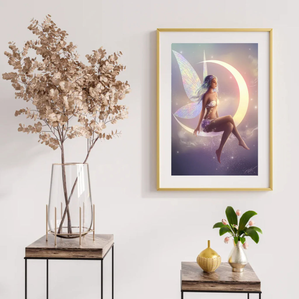 Diamond Painting - Fee assise sur un croissant de lune