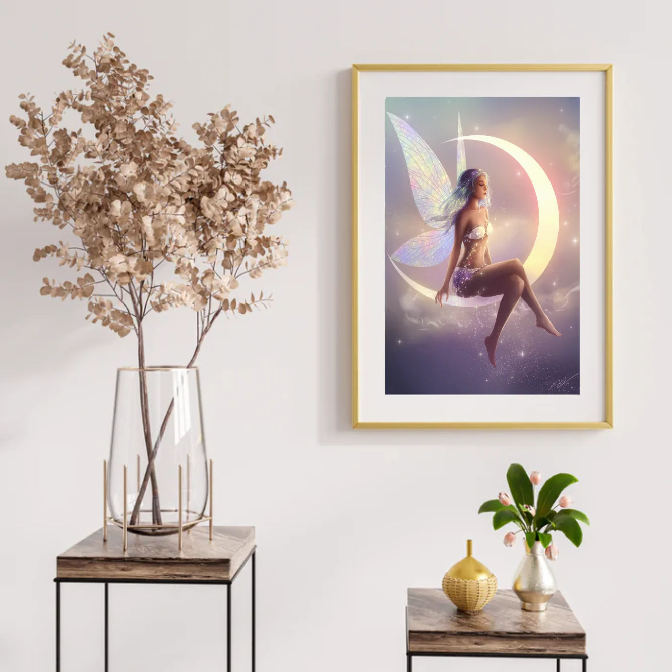 Diamond Painting - Fee assise sur un croissant de lune