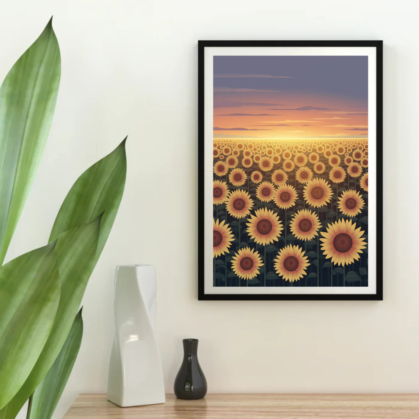 Diamond Painting - Champ de tournesols scintillant au crépuscule