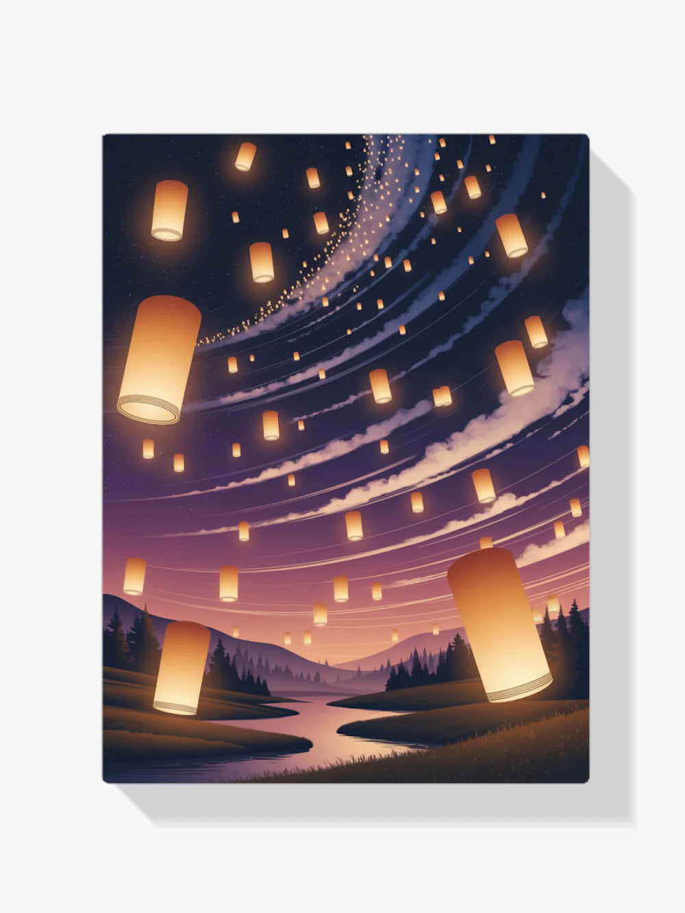Diamond Painting - Lanternes lumineuses flottant dans le ciel nocturne