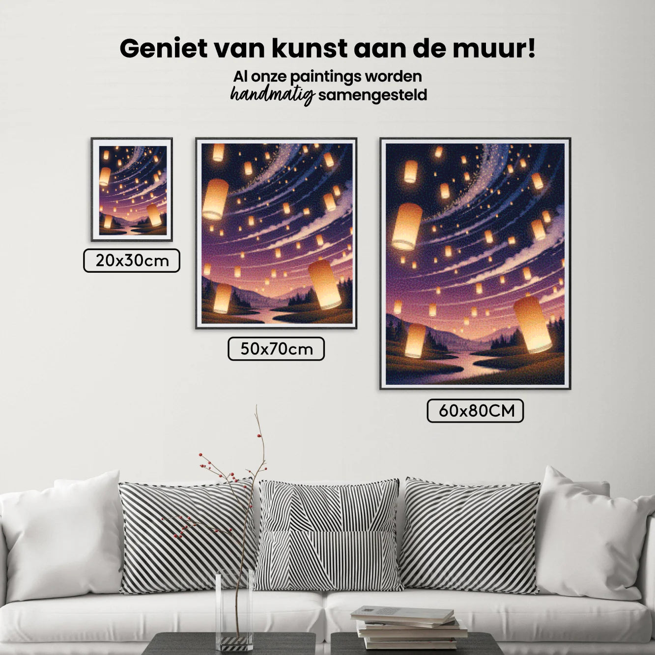 Diamond Painting - Lanternes lumineuses flottant dans le ciel nocturne
