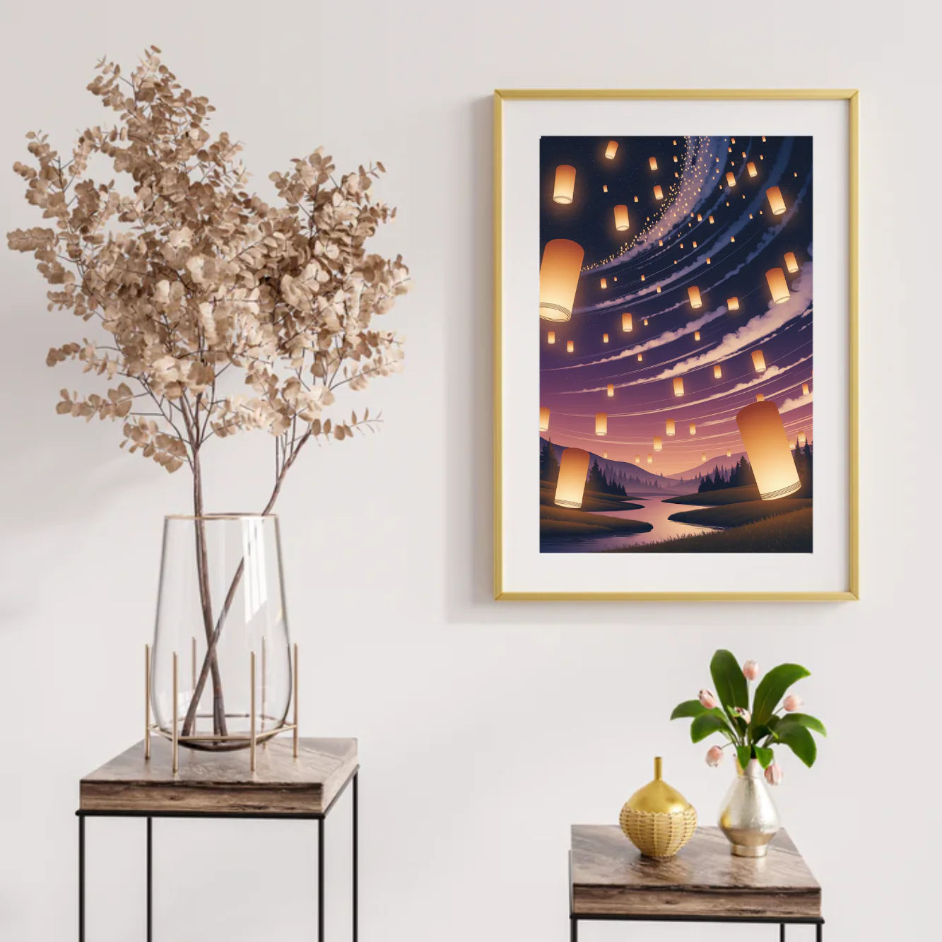 Diamond Painting - Lanternes lumineuses flottant dans le ciel nocturne