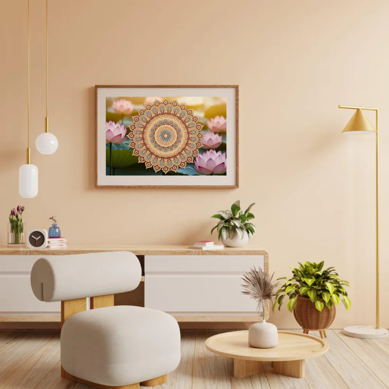 Diamond Painting - Mandala dorée avec des détails complexes