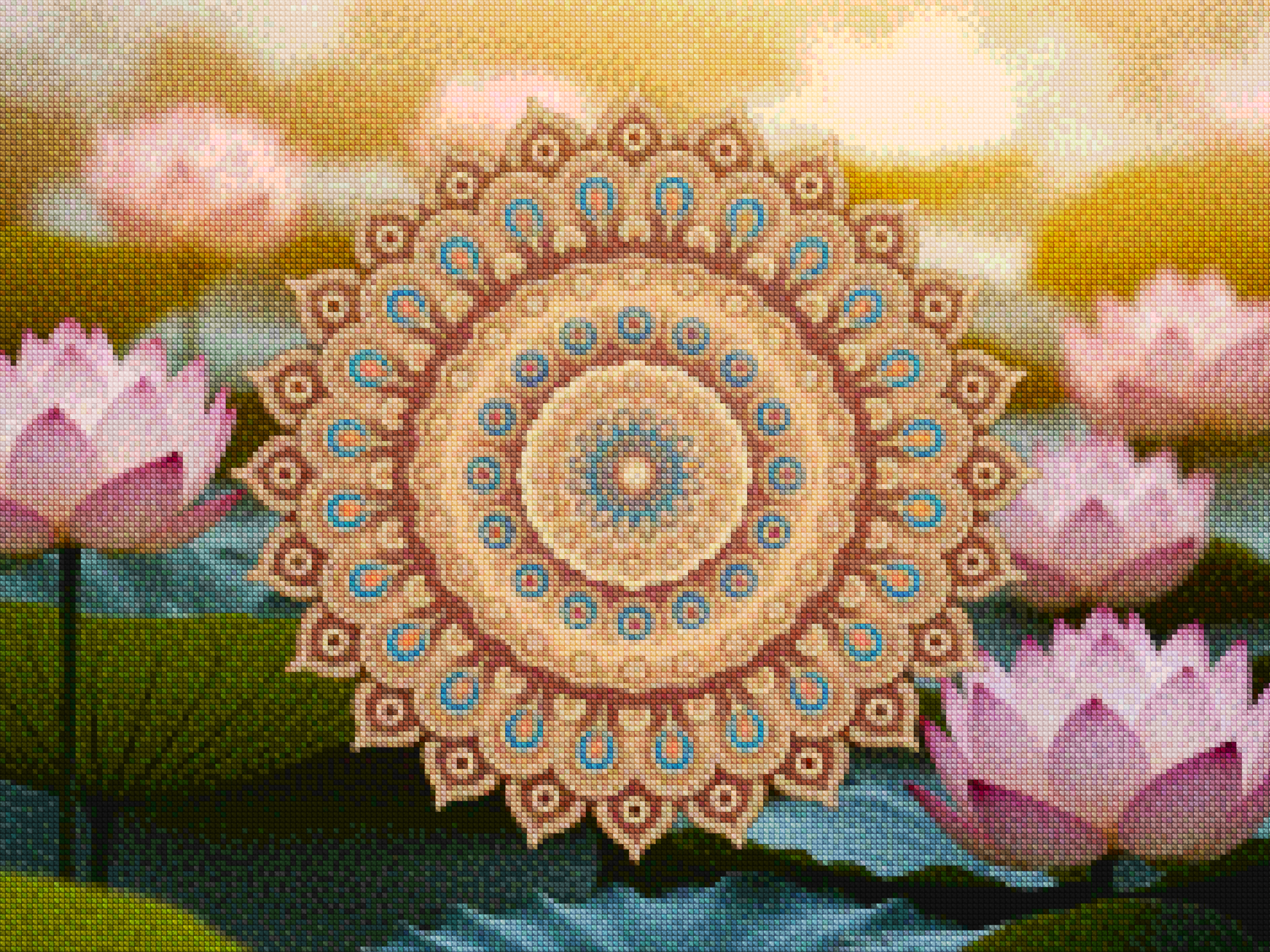 Diamond Painting - Mandala dorée avec des détails complexes