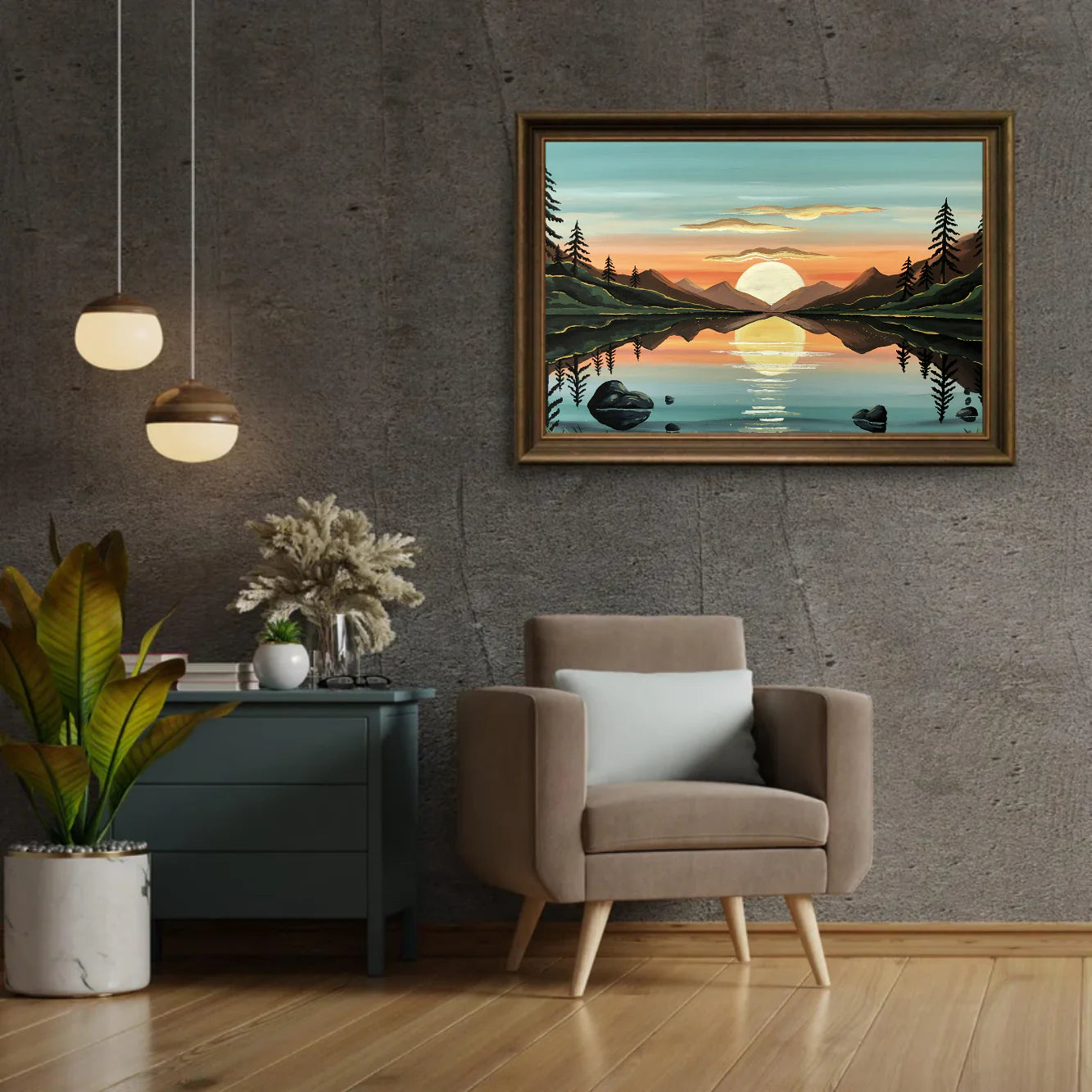 Diamond Painting - Réflexion dorée