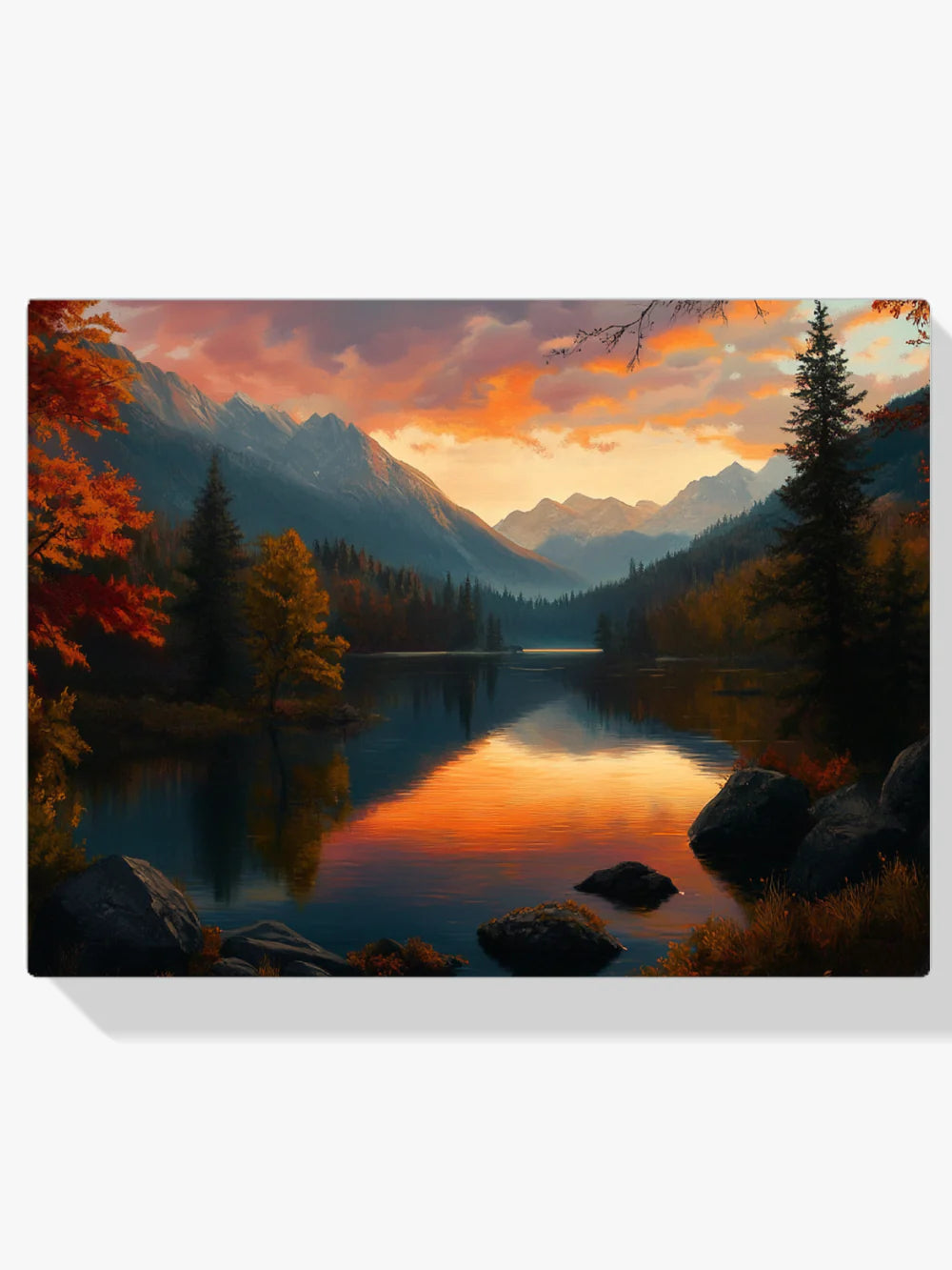 Diamond Painting - Lac au coucher de soleil doré