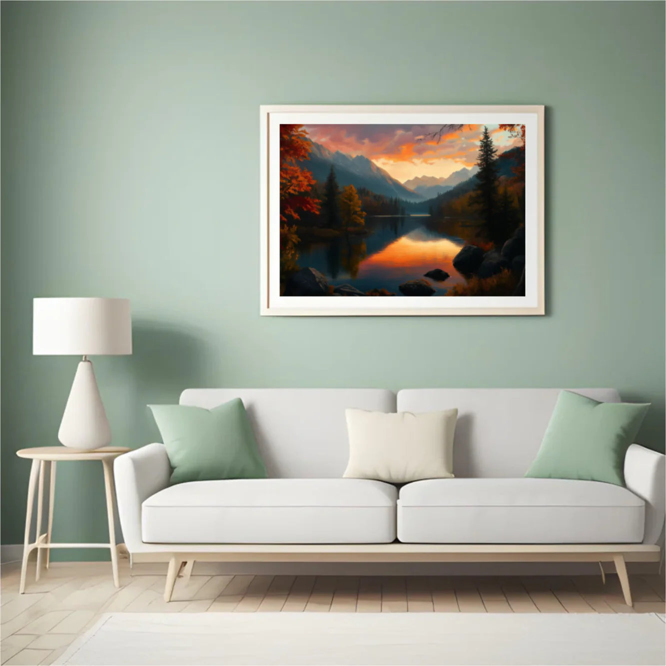 Diamond Painting - Lac au coucher de soleil doré