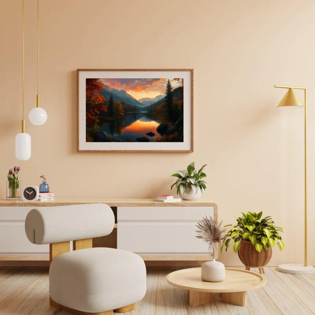 Diamond Painting - Lac au coucher de soleil doré