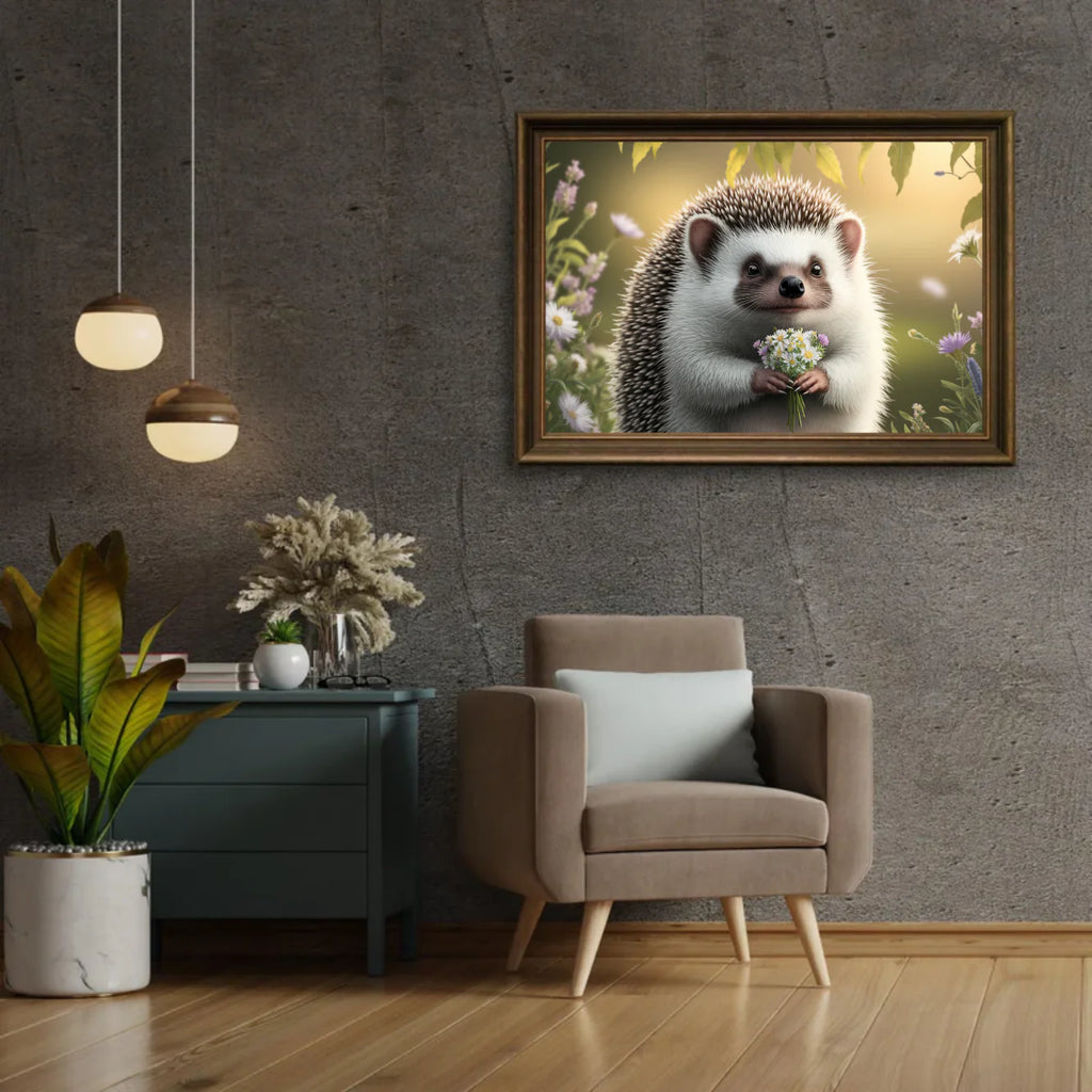 Diamond Painting - Hérisson fantaisiste avec des accents floraux